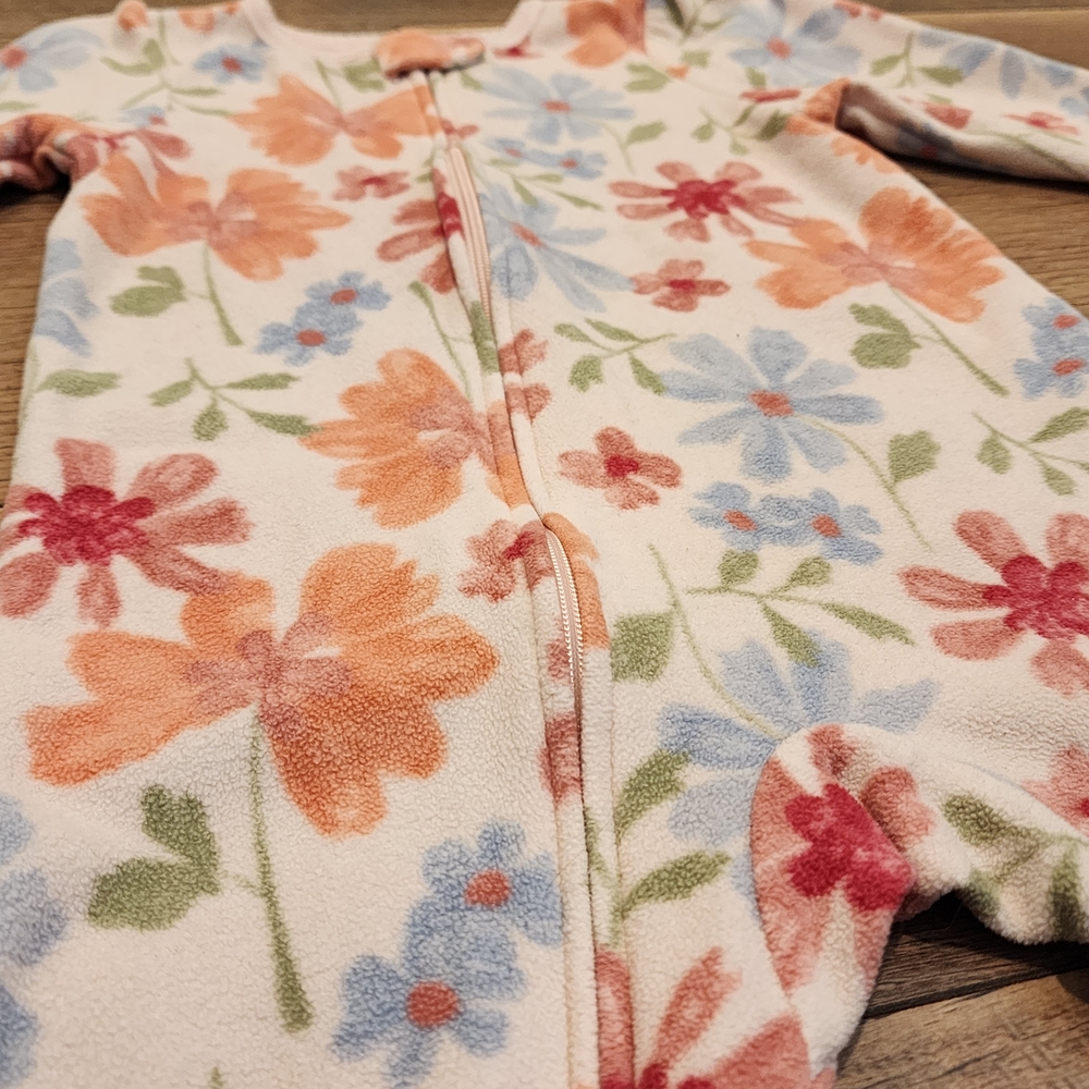 Carter's Pink Orange Blue Floral Footies One Piece 18m - Picture 3 of 6